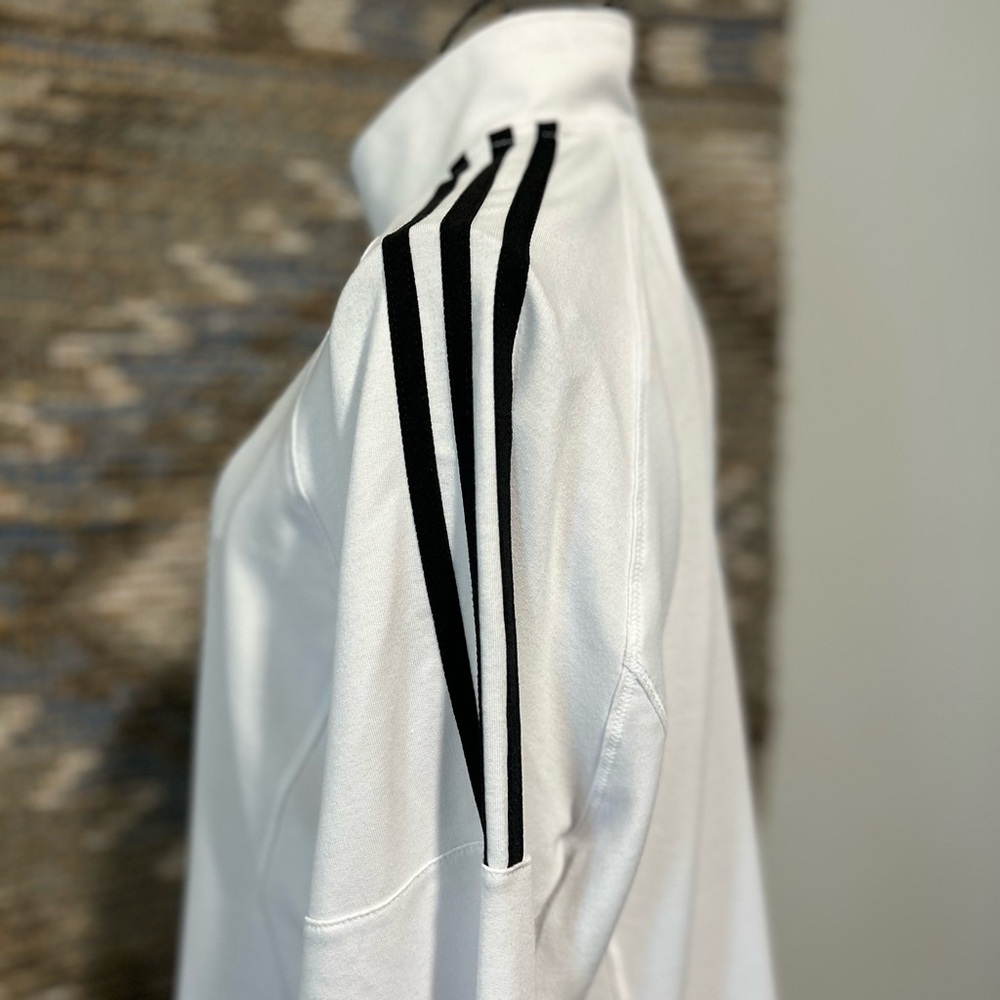 Adidas White Quarter-Zip Pullover with Black Stripes - Picture 9 of 10